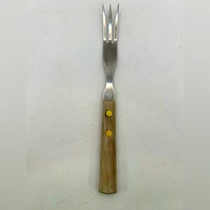 Granny Fork 3 Prongs Tines Meat Serving Vintage Stainless Wood Handle Japan